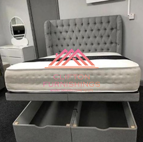 Box Ottoman Bed Frame in Elite Chenille