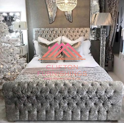 Sleigh Bed Frame in Elite Chenille